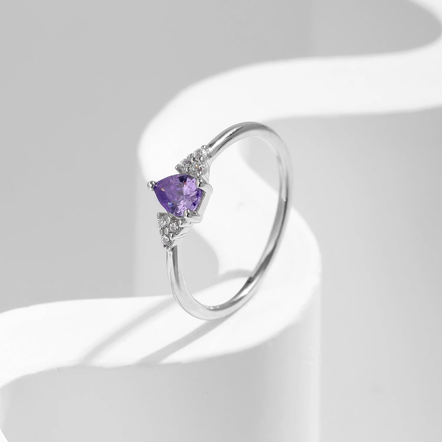 Anel Solitário Roxo em Prata 925 - Virena Violet Astral 5