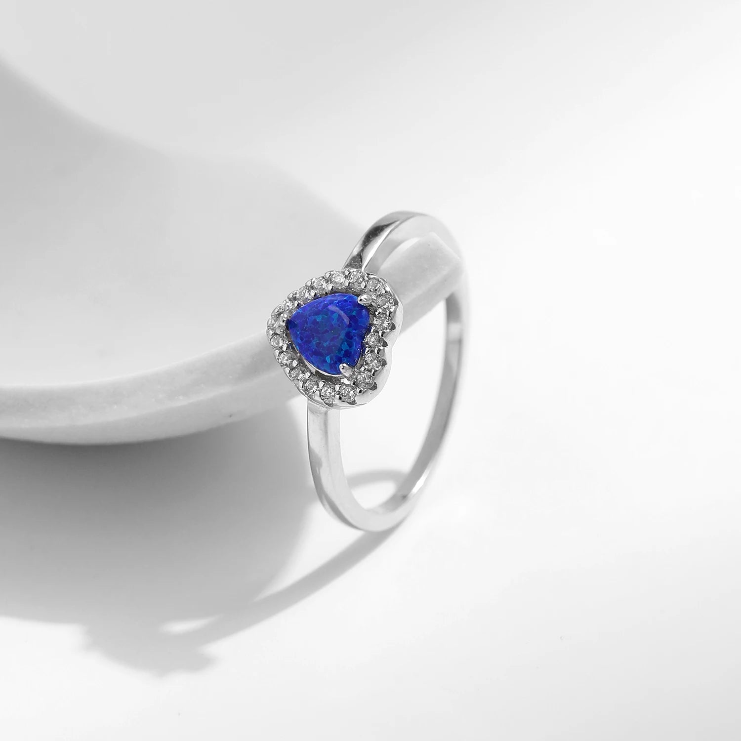 Anel Coração Azul em Prata 925 - Virena Blue Soul
