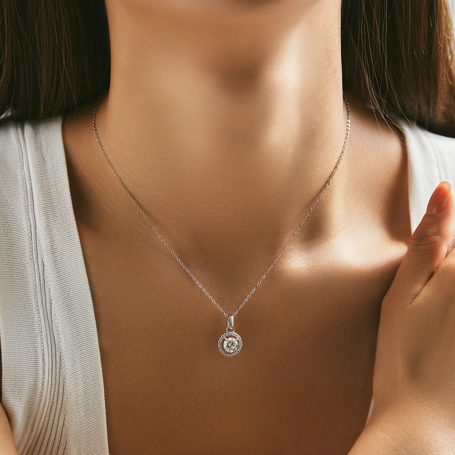 Colar Ponto de Luz em Moissanite 1CT - Virena Lustria