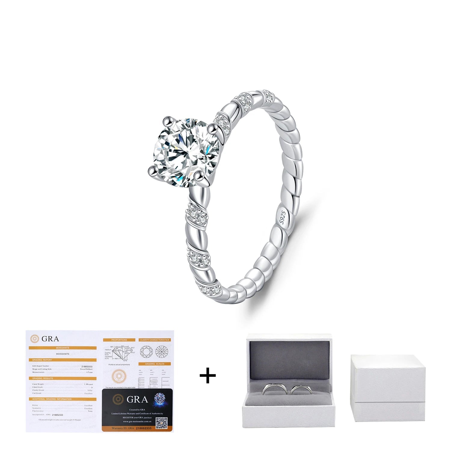 Anel Solitário em Moissanite 1CT - Virena Helix