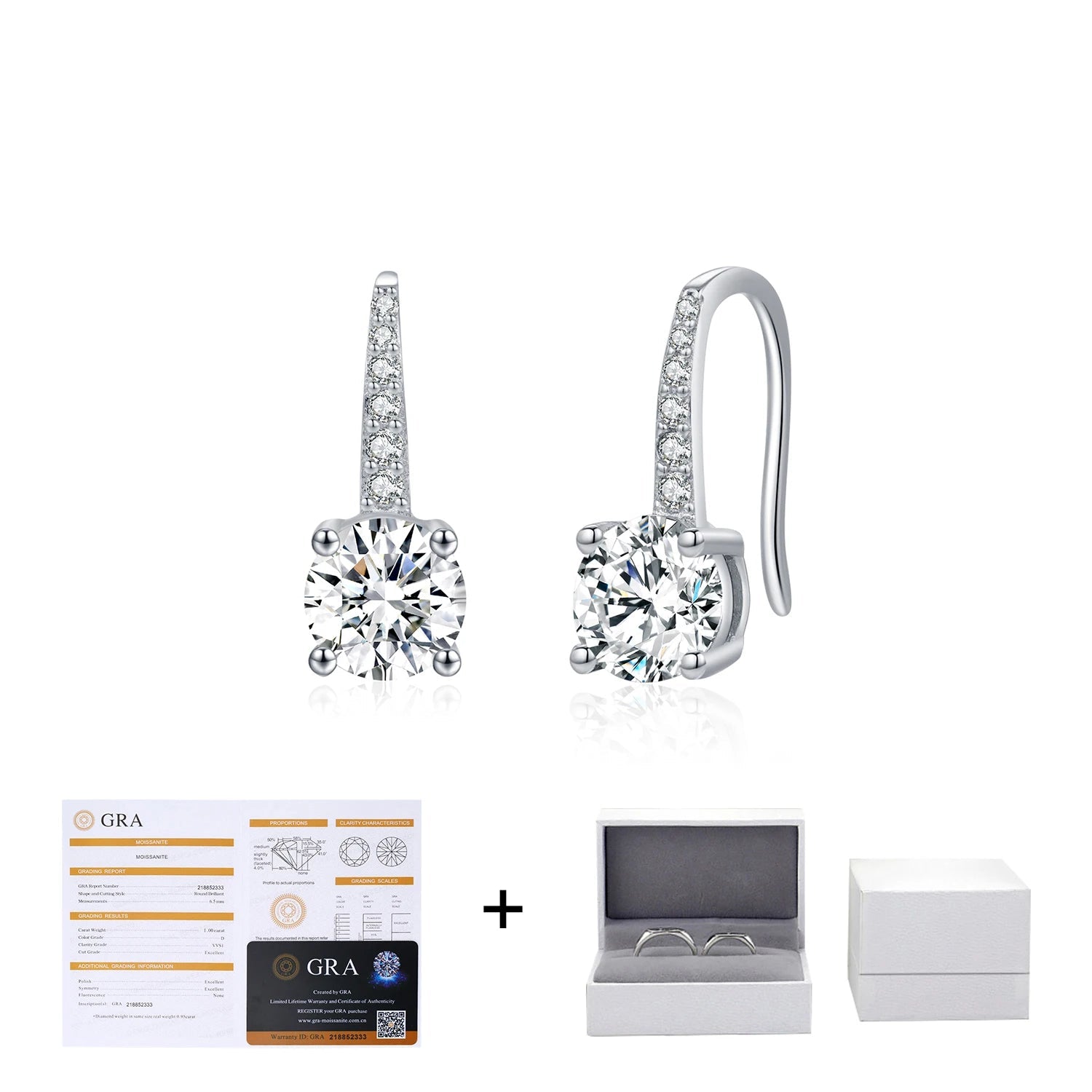 Brinco Gancho em Moissanite 1CT – Virena Arcelle