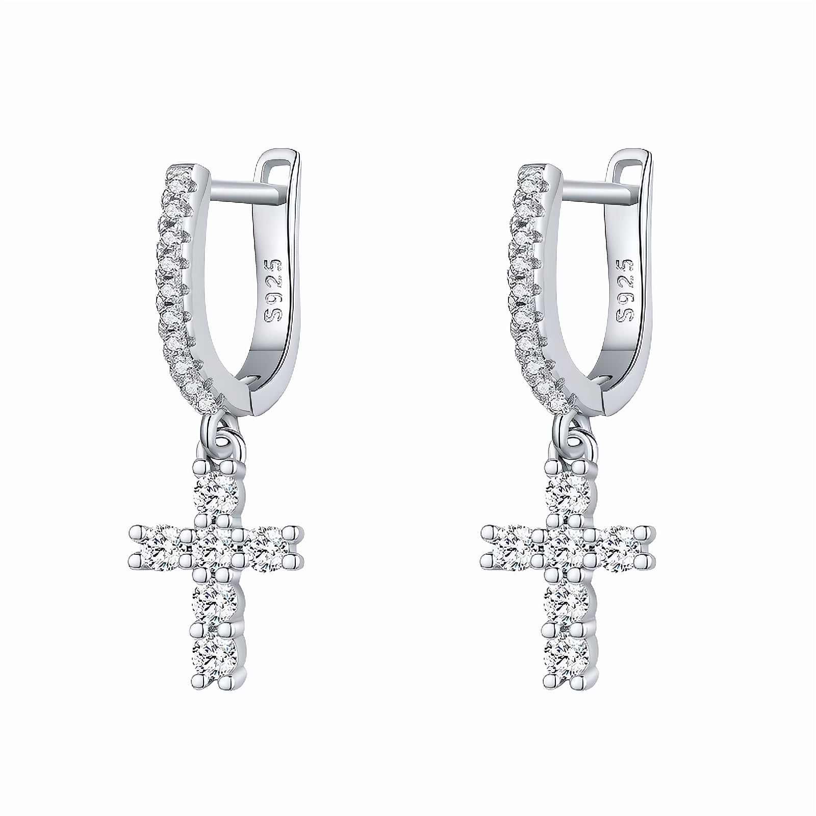 Brinco Cruz Argola em Moissanite – Virena Lux Sanctum