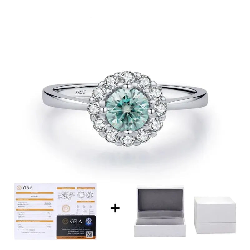 Anel Solitário Halo em Moissanite - Virena Viridis