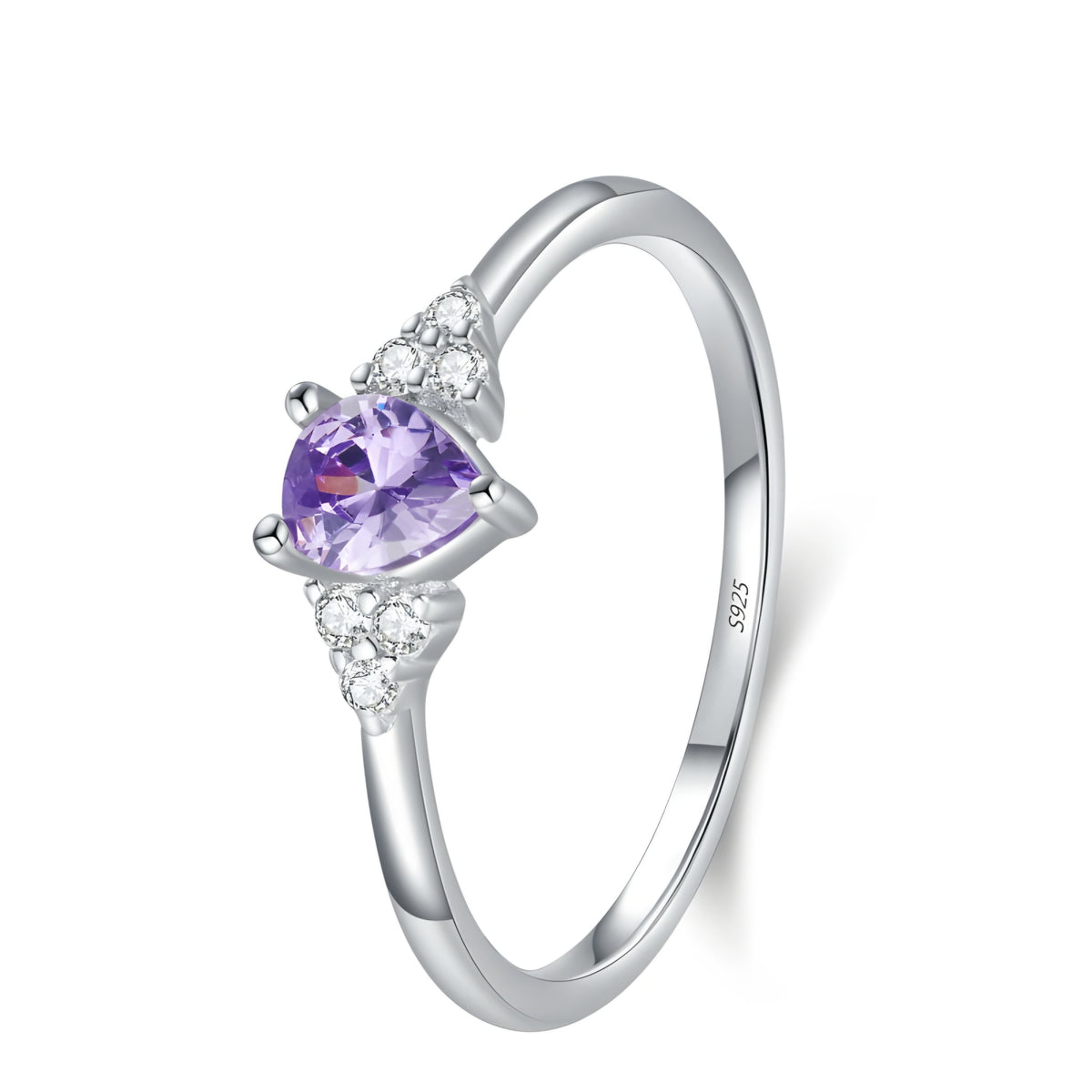 Anel Solitário Roxo em Prata 925 - Virena Violet Astral