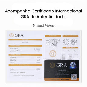 Certificado GRA de autenticidade Joia Moissanite Minimal Virena 