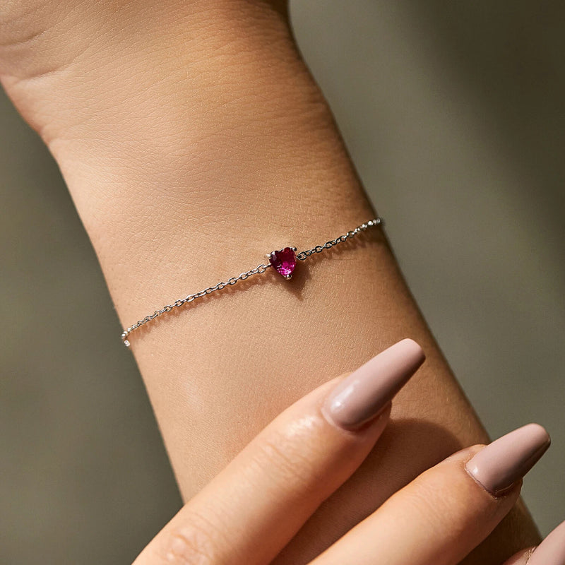 Pulseira Coração em Prata 925 - Virena Rosé Amor