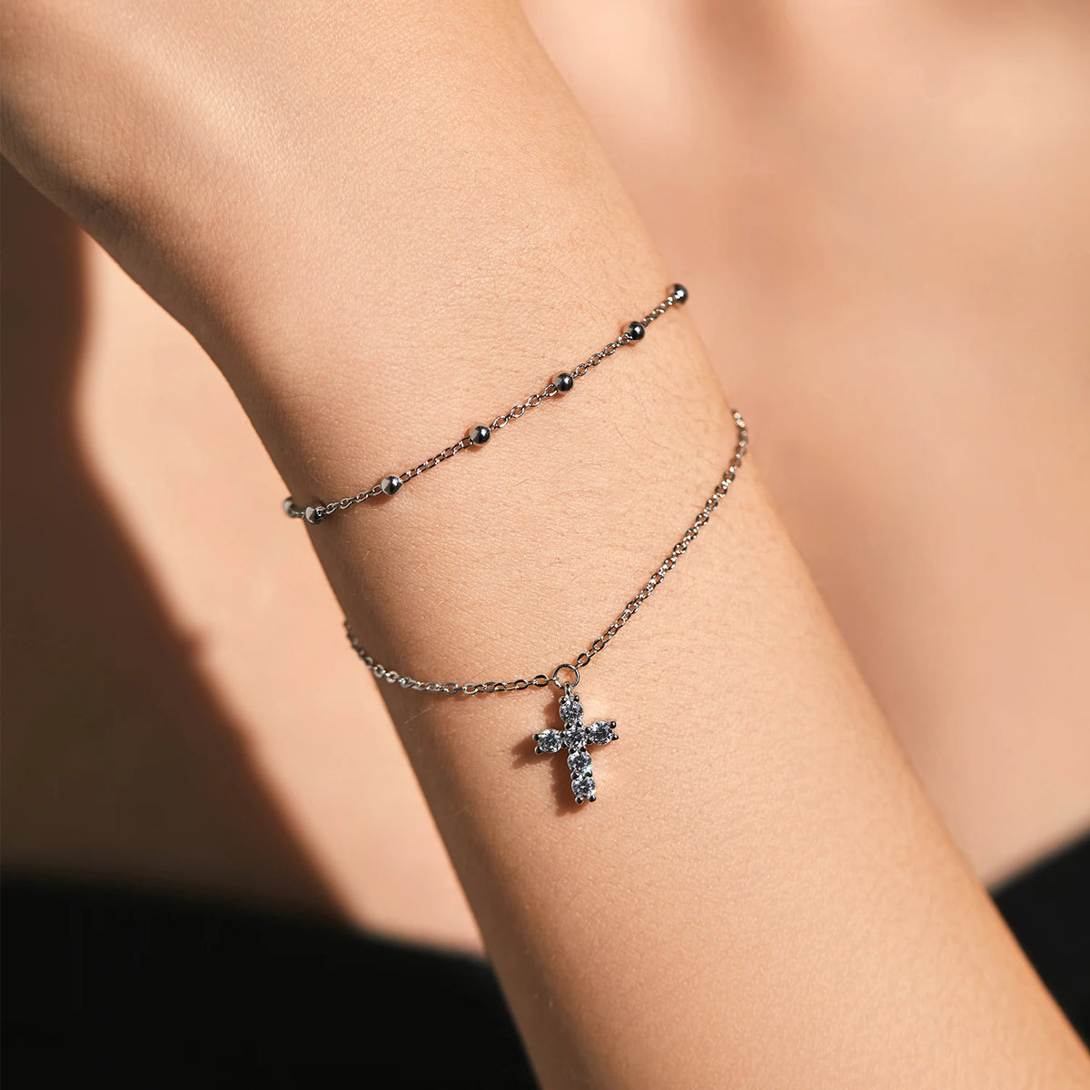 Pulseira Dupla Cruz em Prata 925 - Virena Faith