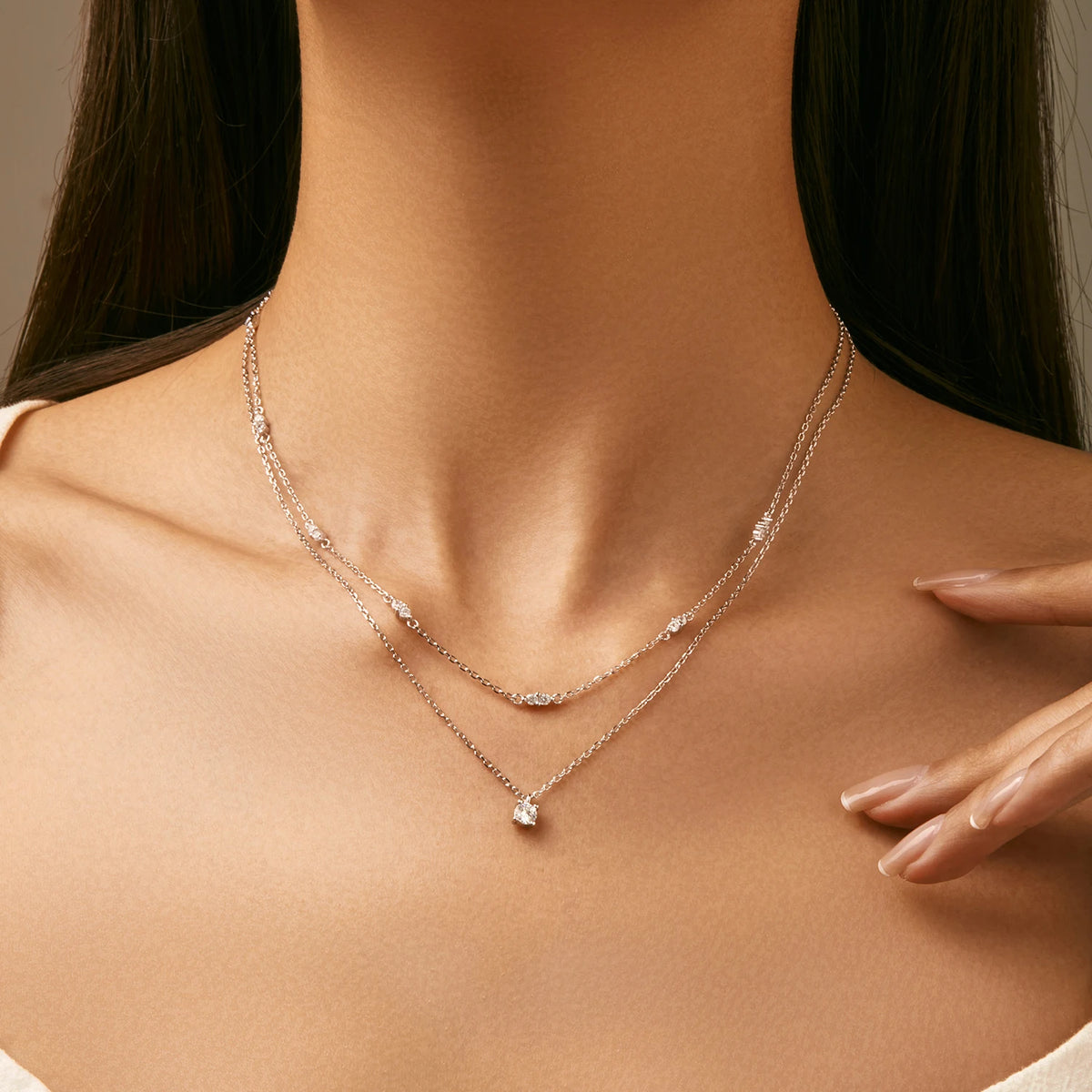 Colar Duplo em Moissanite - Virena Vespera
