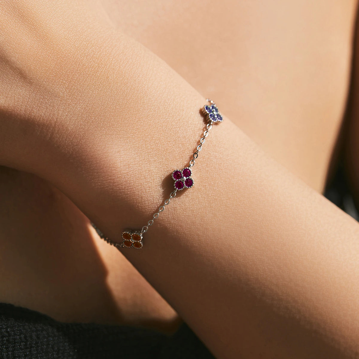 Pulseira Trevo Colorido em Prata 925 - Virena Vivace