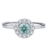 Anel Solitário Halo em Moissanite - Virena Viridis