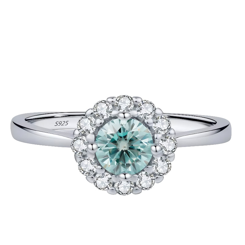 Anel Solitário Halo em Moissanite - Virena Viridis
