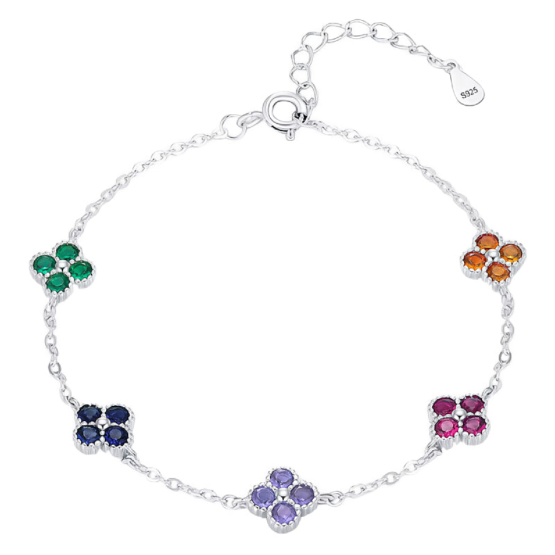 Pulseira Trevo Colorido em Prata 925 - Virena Vivace