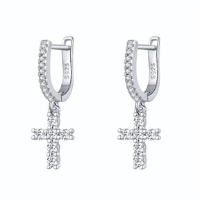 Brinco Cruz Argola em Moissanite – Virena Lux Sanctum
