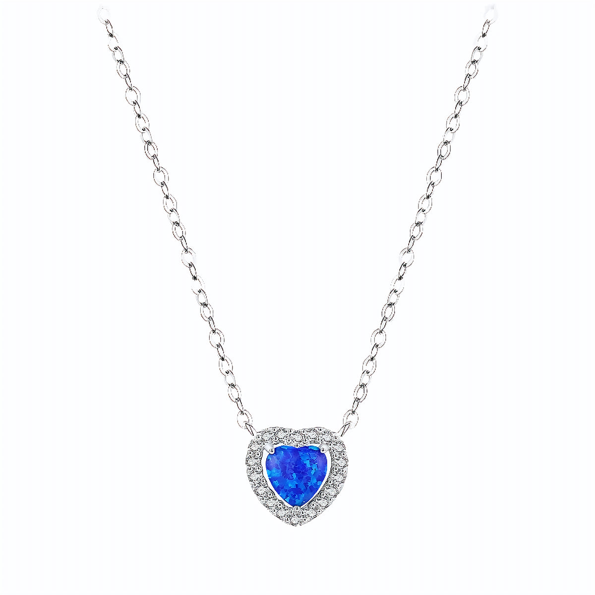 Colar Coração Azul em Prata 925 - Virena Ocean Heart