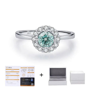 Anel Solitário Halo em Moissanite - Virena Viridis