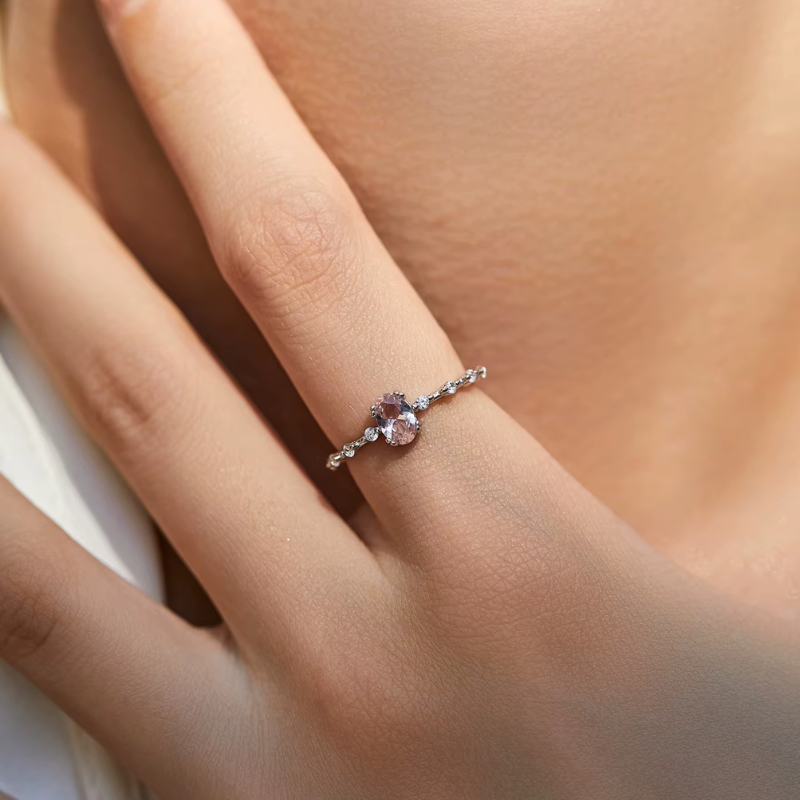 Anel Solitário Rosa em Prata 925 – Virena Lavié